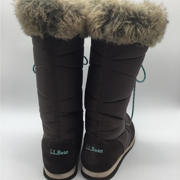 LL Bean Carrabassett Faux Fur Lace Up Snow Boots - Picture 5 of 9